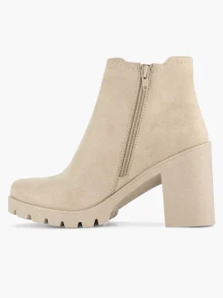 Beige Ankle Boot Heel