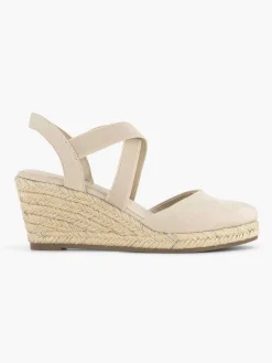 Beige Slingback Wedge Heel