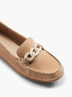 Beige Suede Slip-On Decorative Necklace