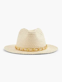 Beige Wicker Beach Hat