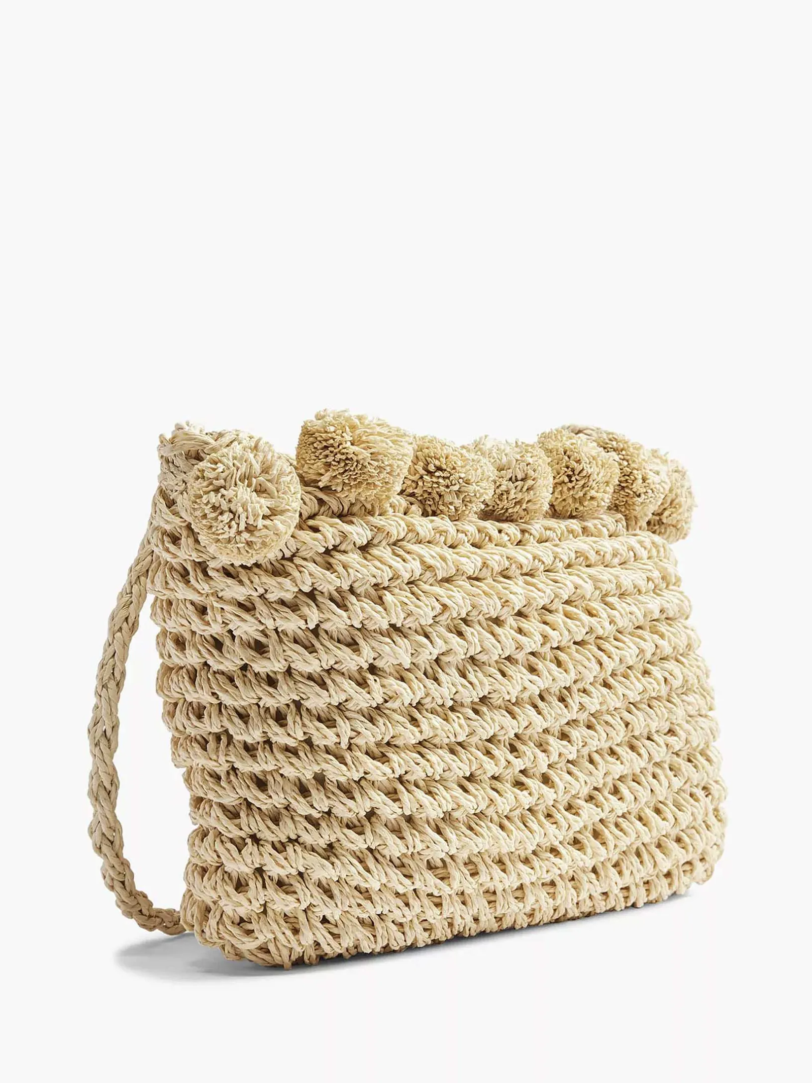 Beige Wicker Shoulder Bag