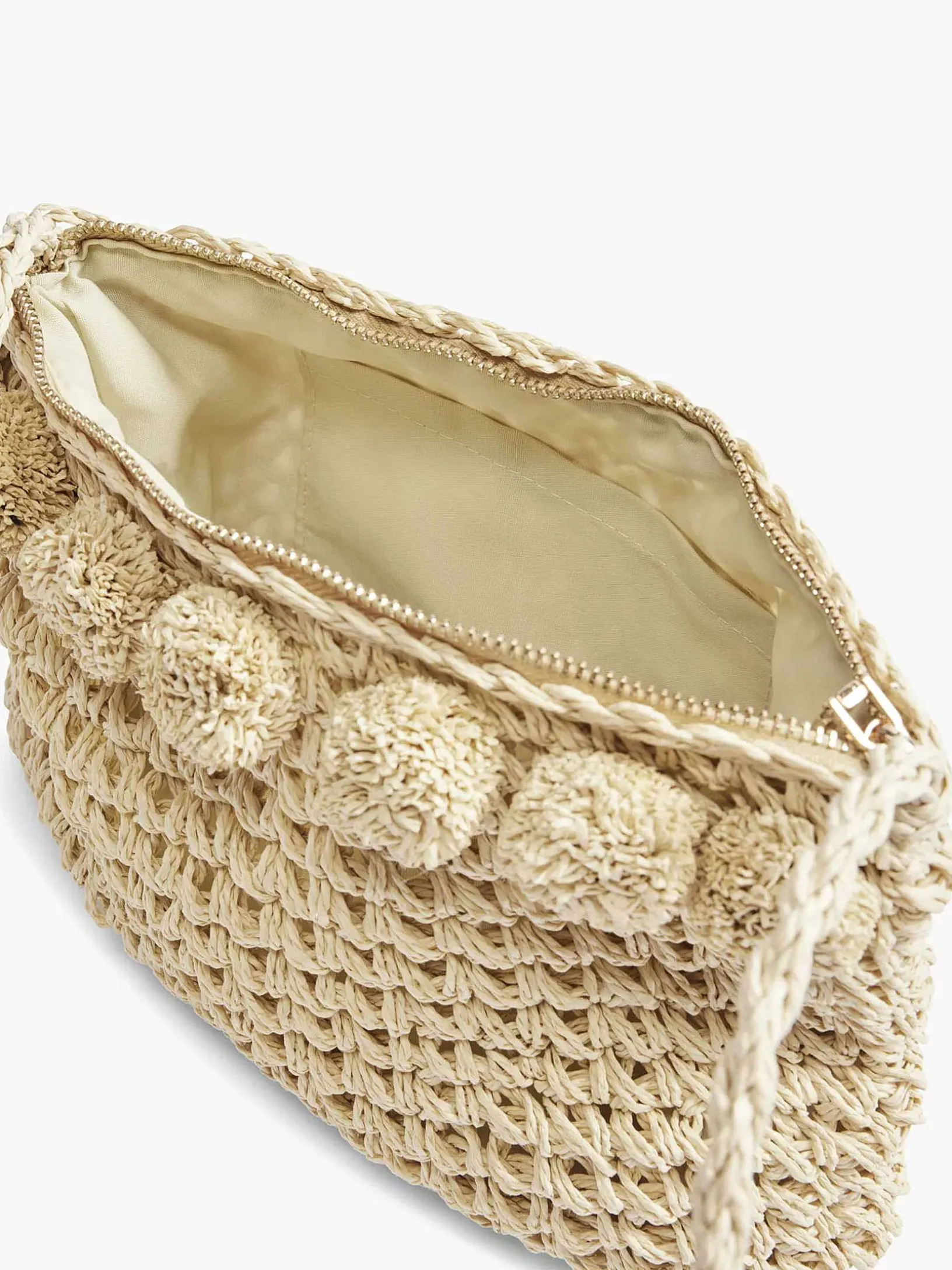 Beige Wicker Shoulder Bag
