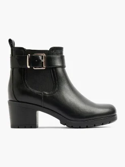 Black Ankle Boot Decorative Buckle
