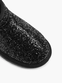 Black Glitter Lined Ankle Boot