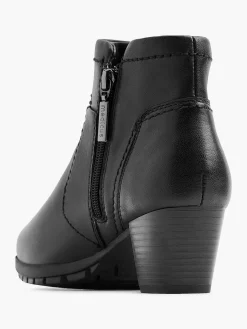 Black Leather Comfort Ankle Boot Heel