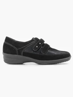 Black Leather Comfort Slip-On Velcro