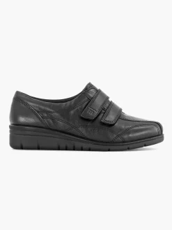 Black Leather Comfort Sneaker Velcro