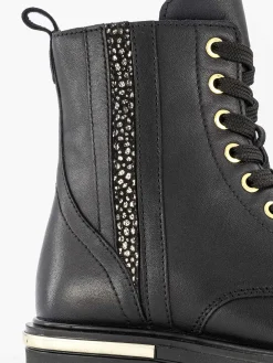 Black Leather Lace Boot