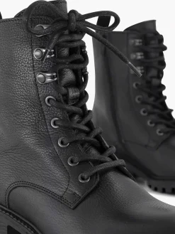 Black Leather Lace Boot