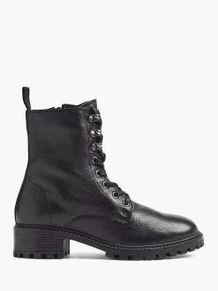 Black Leather Lace Boot
