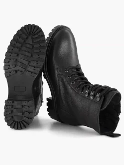 Black Leather Lace Boot