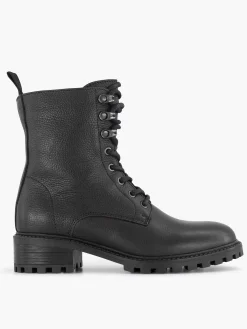 Black Leather Lace Boot