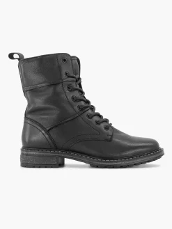 Black Leather Lace Boot