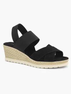Black Sandalette Wedge Heel