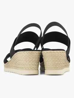 Black Sandalette Wedge Heel