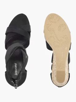 Black Sandalette Wedge Heel