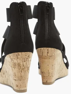 Black Sandalette Wedge Heel