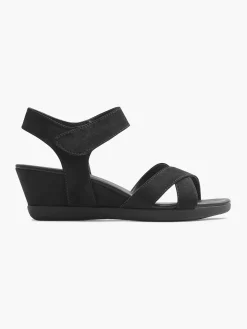 Black Sandalette Wedge Heel