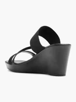 Black Slipper Wedge Heel