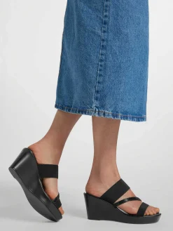 Black Slipper Wedge Heel