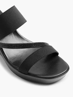 Black Slipper Wedge Heel