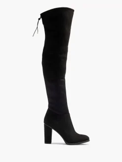 Black Thigh High Boot Heel