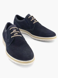 Blue Leather Lace-Up Shoe