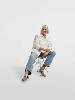 Blue Sandalette Wedge Heel