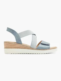 Blue Sandalette Wedge Heel