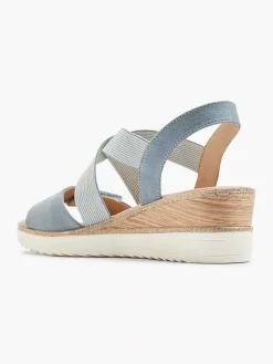 Blue Sandalette Wedge Heel