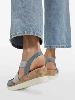 Blue Sandalette Wedge Heel