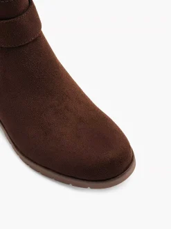 Brown Ankle Boot Decorative Buckle