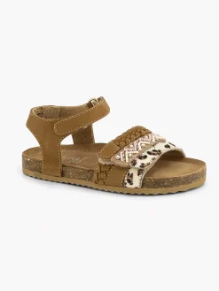 Brown Leather Sandals Panther Print