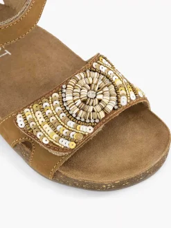 Cognac Leather Sandal Beads