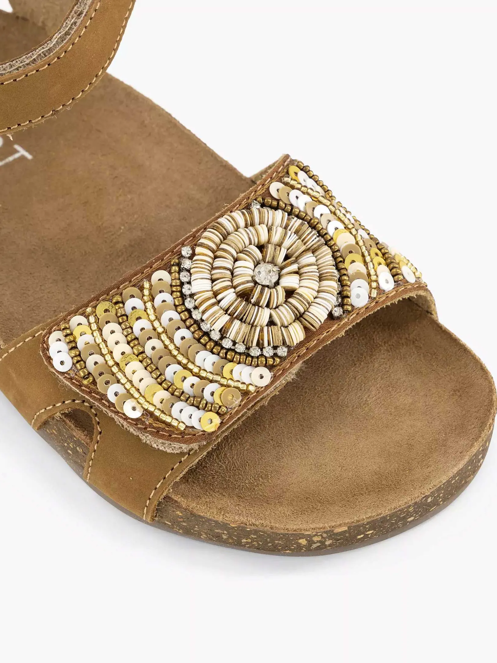 Cognac Leather Sandal Beads