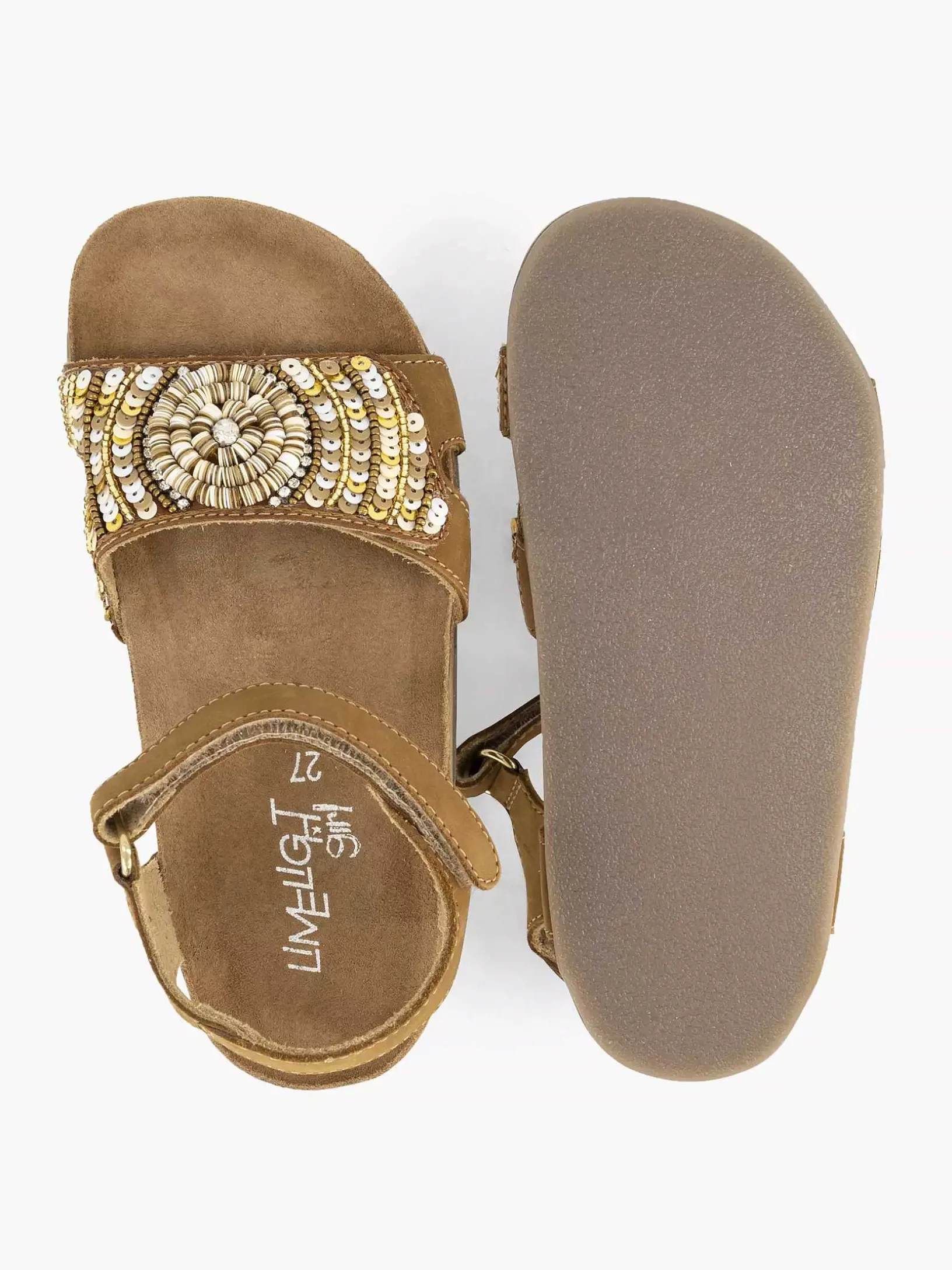 Cognac Leather Sandal Beads