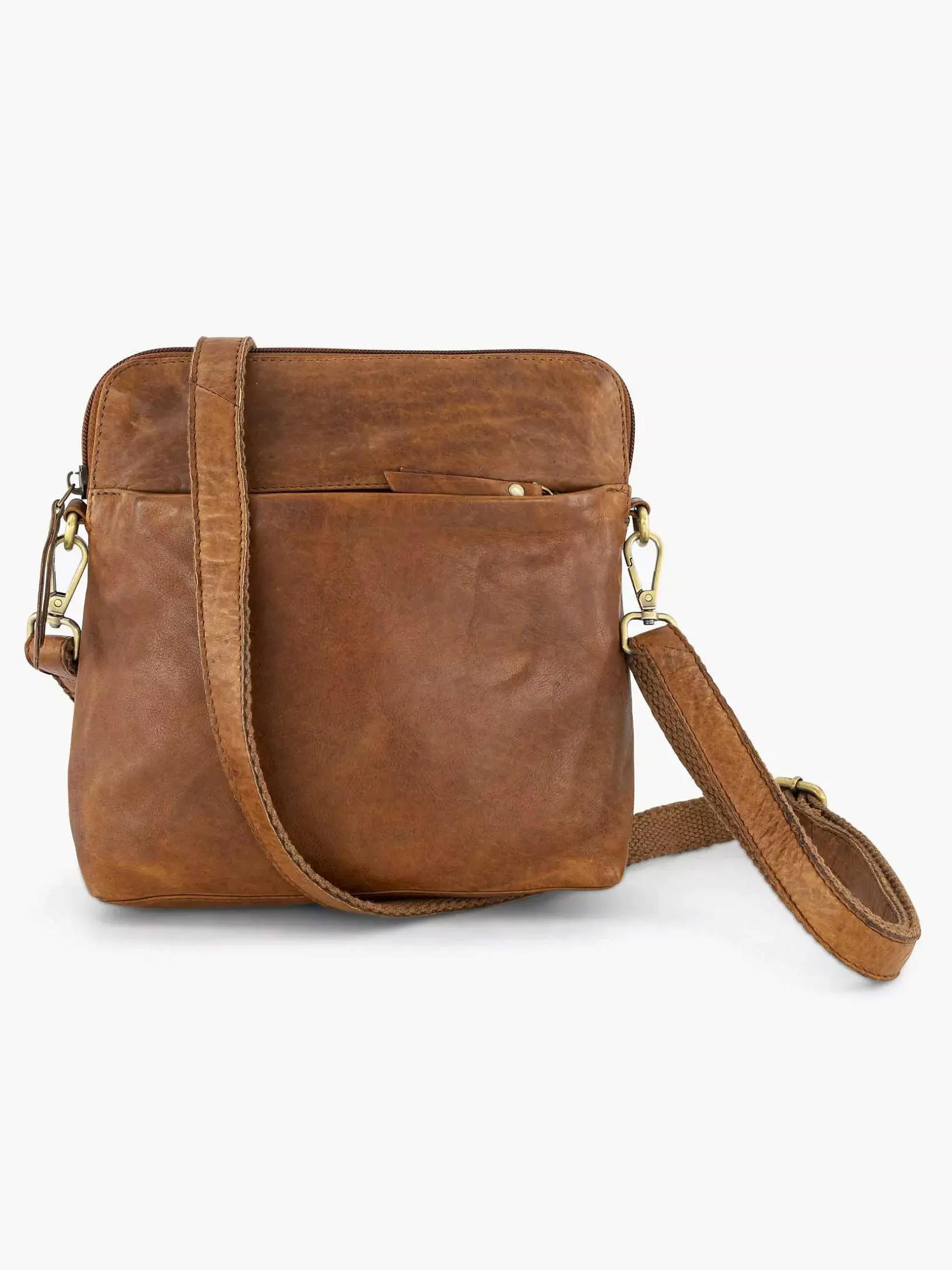 Cognac Leather Shoulder Bag