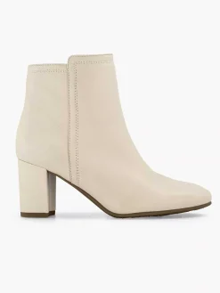 Cream Leather Ankle Boot