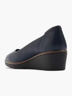 Dark Blue Pump Wedge Heel