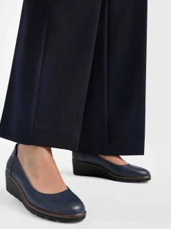 Dark Blue Pump Wedge Heel