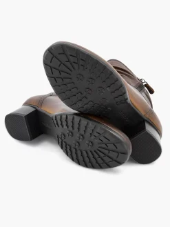 Dark Brown Leather Comfort Ankle Boots Heel