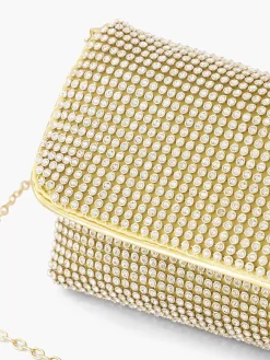 Golden Shoulder Bag Rhinestones
