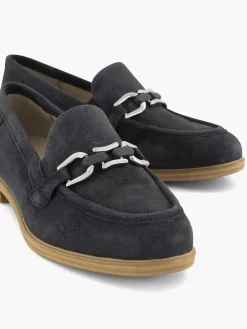 Navy Blue Leather Slip-On