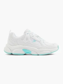 White Chunky Sneaker Turquoise Sole