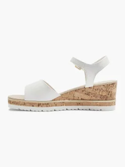 White Sandalette Wedge Heel