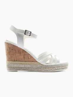 White Sandalette Wedge Heel